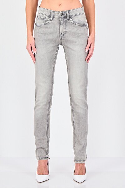 CELIO Women Slim Fit Washed Stretchable Denim Jeans, Light Grey