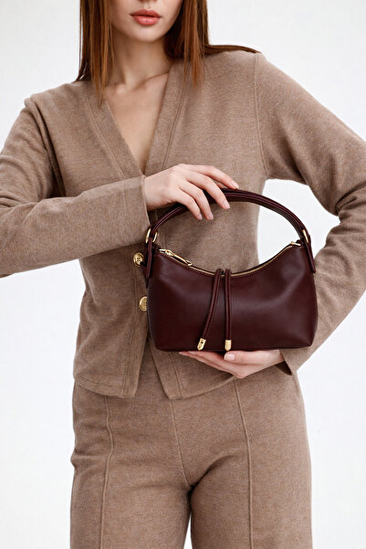 CANTACOMBINE Women's Mini Aura Hand and Shoulder Bag Claret Red