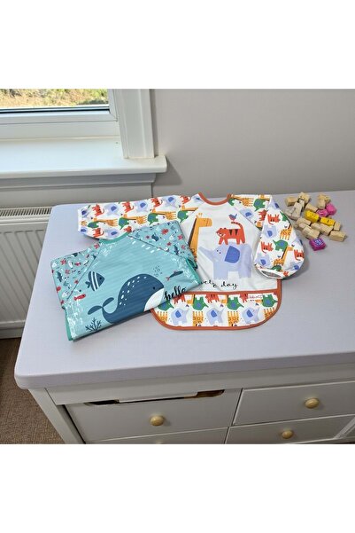 Malkoç bebe طقم مريلة أطفال قابلة للارتداء مزدوجة اللون برتقالي