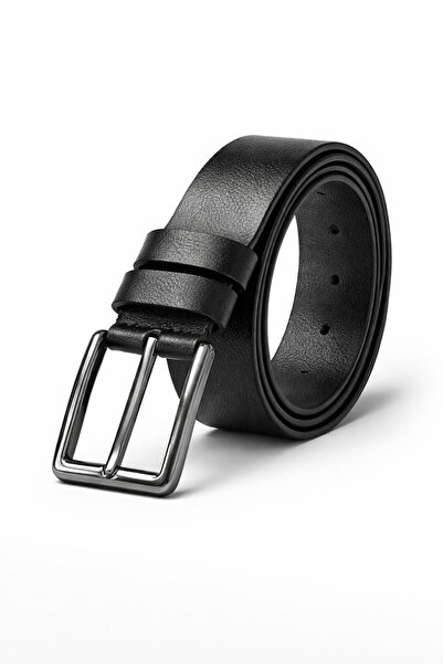 Bürke Men's Black Color Metal Buckle 100% Leather Belt 4-4.5 cm