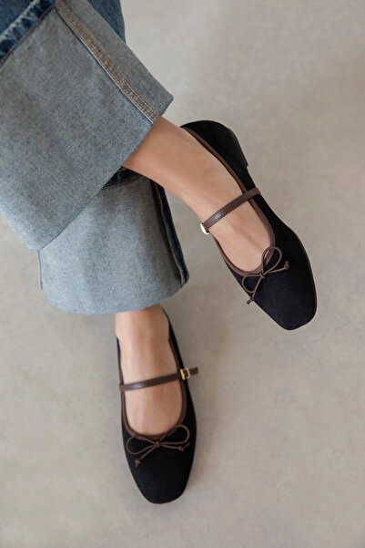 STRASWANS Maxy Kadın Fiyonk Detay Süet Babet Siyah