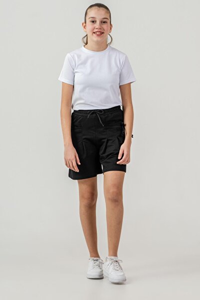 Mışıl Kids Life Is Good Printed Pockets Bowknot Girls' Shorts