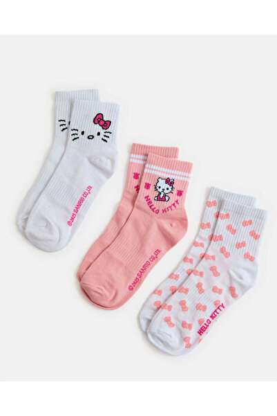 REDTAG Women Assorted Hello Kitty Crew Length Socks (3 Pairs)