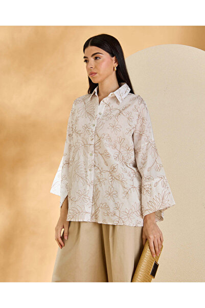 REDTAG بلوزة نسائية بيج مطرّز