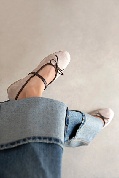 STRASWANS Maxy Kadın Fiyonk Detay Süet Babet Bej