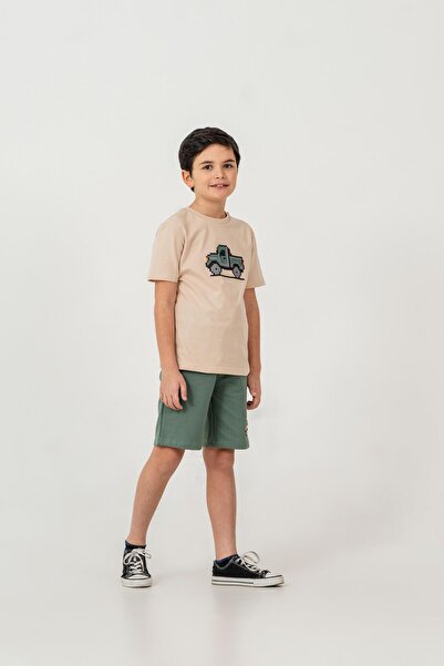 Mışıl Kids Top Front Middle Printed Bottom Left Leg Printed Boys' Shorts - T-...