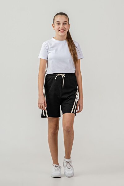 Mışıl Kids Side Double Stripe Trimmed Girls' Shorts