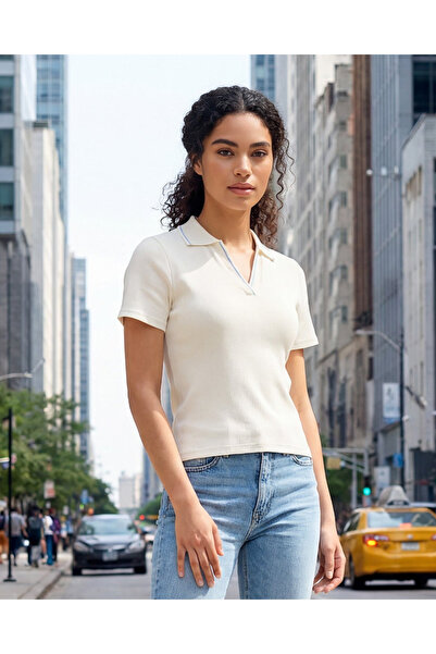 REDTAG تيشيرت بولو أبيض نسائي