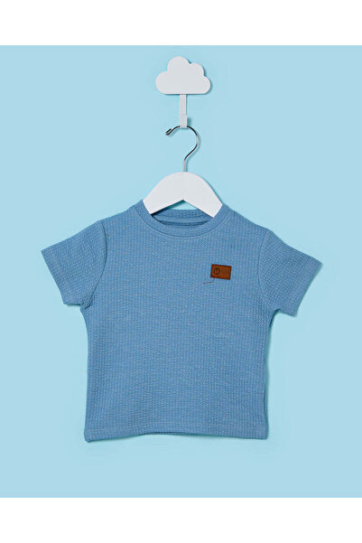 REDTAG Infant Boys Blue Jacquard T-Shirt