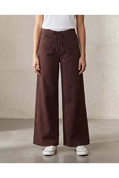 REDTAG بنطلون نسائي بني أرجل واسعة