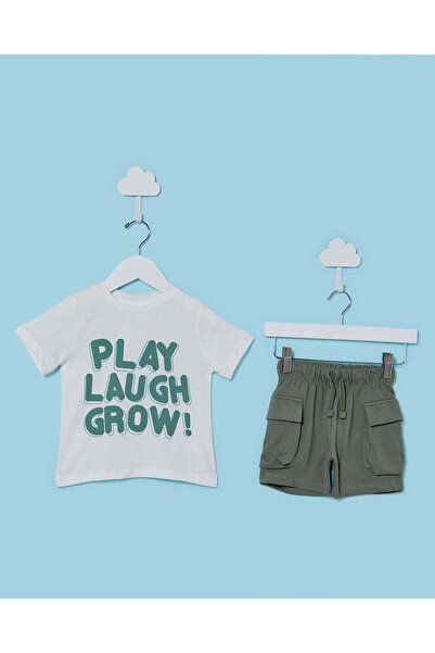 REDTAG Infant Boys White Printed Casual Set (2 Piece)