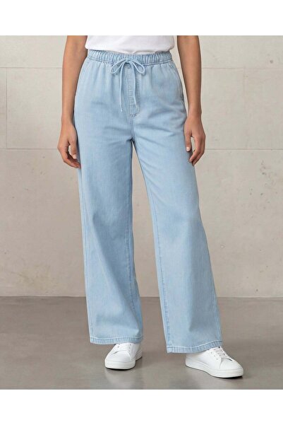 REDTAG Women Blue Solid Long Length Elasticated Pants