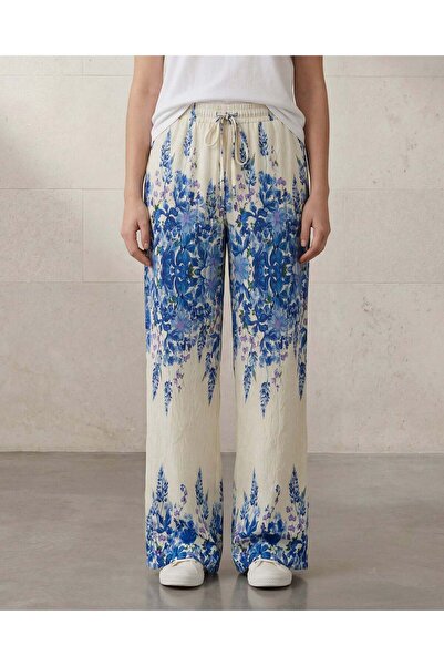REDTAG Women Blue Printed Trousers