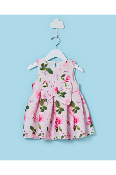 REDTAG فستان غوص وردي مطبوع بالكامل للفتيات الصغيرات