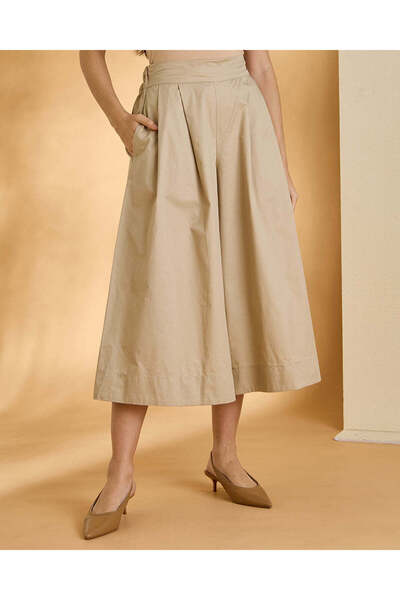 REDTAG Women Beige Wideleg Trousers