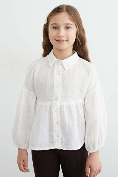 Fulla Moda Cămașă pentru fete din țesătură de muselină cu mâneci tip balon