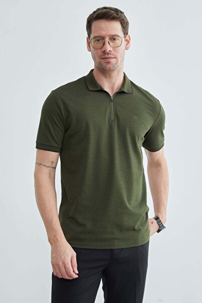 Fulla Moda Μπλουζάκι με μισό φερμουάρ και λαιμόκοψη πόλο