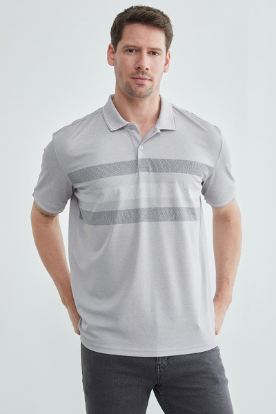 Fulla Moda Striped Buttoned Polo Collar T-Shirt