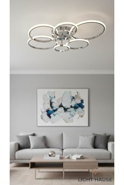 LİGHT HOUSE 6 Kollu Çember Plafonyer 3 Modlu Led Avize