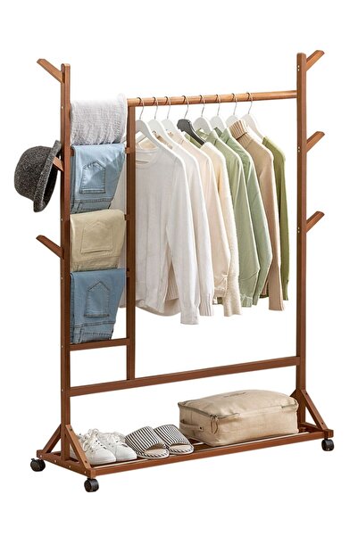 MTL منظم وحامل ملابس من بامبو 100*35*155 سم