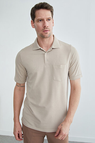 Fulla Moda Patterned Single Pocket Polo Collar T-Shirt