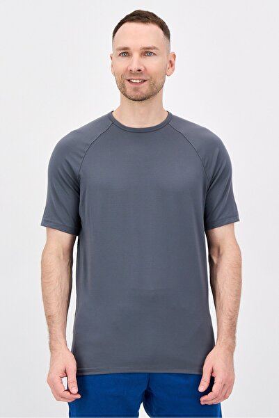 Under Armour تي شيرت تدريب رجالي بأكمام قصيرة، رمادي