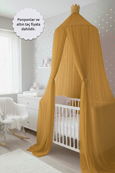 Kiddy Happy Tül Hardal Altın Taç Dekorlu