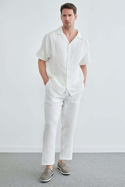 Fulla Moda Παντελόνι από ύφασμα μουσελίνας με ελαστική μέση