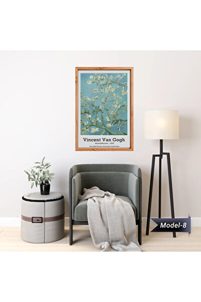 Akıllı Kağıt Çiçek Açan Badem Ağacı Tablo - Poster Dünyaca Ünlü ( Model-8)