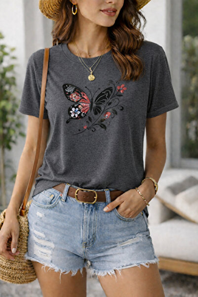 ArtYus Butterfly Printed Cotton Relaxed Fit Round Neck Unisex T-Shirt
