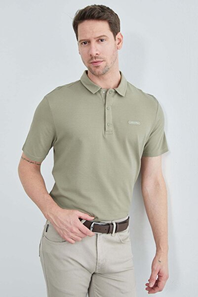 Fulla Moda Μπλουζάκι με κολάρο πόλο από ύφασμα κηρήθρας με κουμπωτά κουμπιά