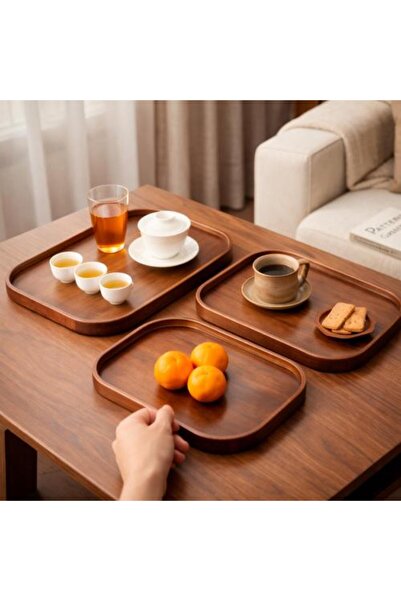 Generic Wooden Serving Tray Set with Modern Design