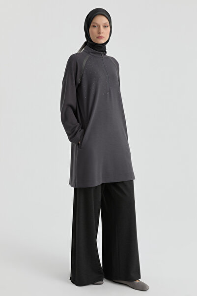 Tuğba Reglan Kol Detaylı Tunik - Antrasit