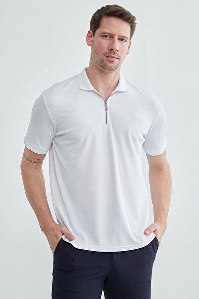 Fulla Moda Μπλουζάκι με μισό φερμουάρ και λαιμόκοψη πόλο