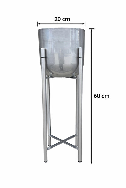 Valda ATLAS 60 CM GÜMÜŞ AYAKLI SAKSILIK ÇAP 20 CM