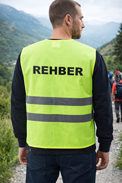 COVERİST Reflektörlü Rehber Yazılı Yelek Yüksek Görünümlü Rehber Yeleği - Sarı