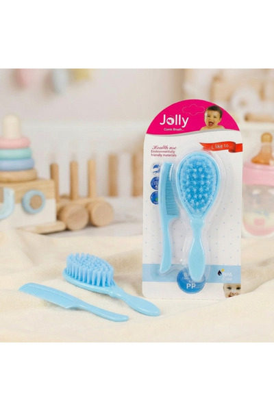 Rayan & Hoor Style 🎁   Blue Soft-Bristled Baby Hair Brush and Comb Set - New...