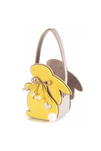 Decorer Beige Yellow Bunny Textile Bag 12x8x19 cm