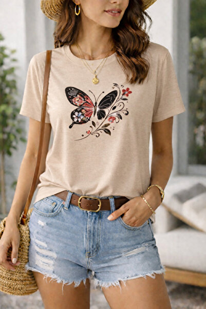 ArtYus Butterfly Printed Cotton Relaxed Fit Round Neck Unisex T-Shirt