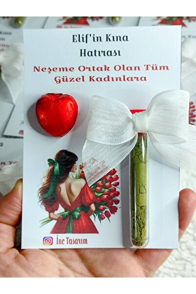 Nazenindusleri Kına Hatırası Süsü Dağıtımalık Kına ve Çikolata 10 Adet
