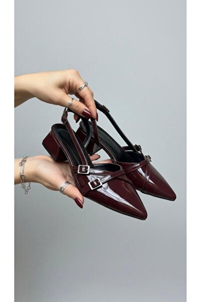 marinarosse Women's Beatris Burgundy Double-Strapped Pointed Toe Low Heel Dai...