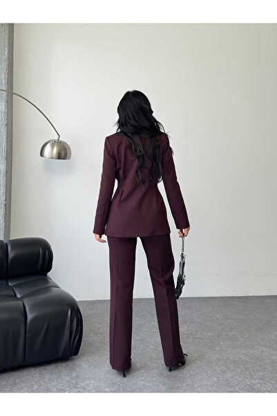 MYGİYİMİSTANBUL BELDEN PİLELİ CEKET BOL PAÇA PANTOLON TAKIM ELBİSE