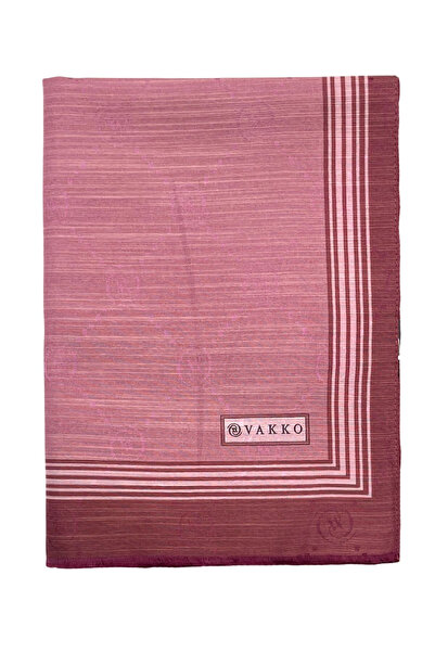 Vakko Βαμβακερό μεταξωτό σάλι - Μονόγραμμα με περίγραμμα - Αποξηραμένο τριαντ...