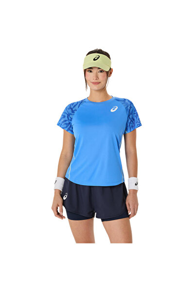 Asics GAME SS TOP Kadın Cobalt Burst/Illuminate Green Kısa Kollu Tshirt 2042A...