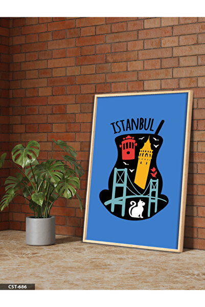 Evinemoda Istanbul Tipografija Jednodijelna Slika u Drvenom Okviru