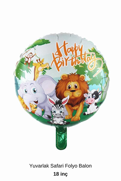 Bunloon Safari Temalı Yuvarlak Folyo Balon Doğum Günü Dekoru