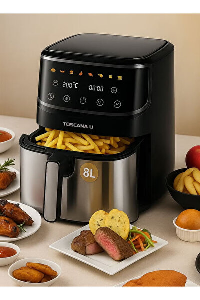 TOSCANA U 8L 1700W Automatic Air Fryer with Digital Control Display and Prehe...