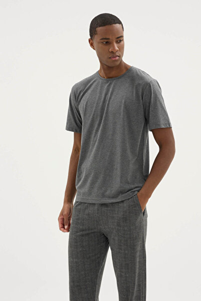 KLY New Season Men's Crew Neck Short Sleeve Stylish Design Pajama Set