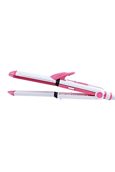 Kemei Multi Function 3 In 1 Ceramic Straighter Km - 1213 Pink/White