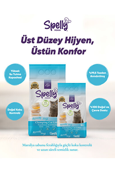 SPELLY PREMİUM KEDİ KUMU MARSİLYA SABUN 5L